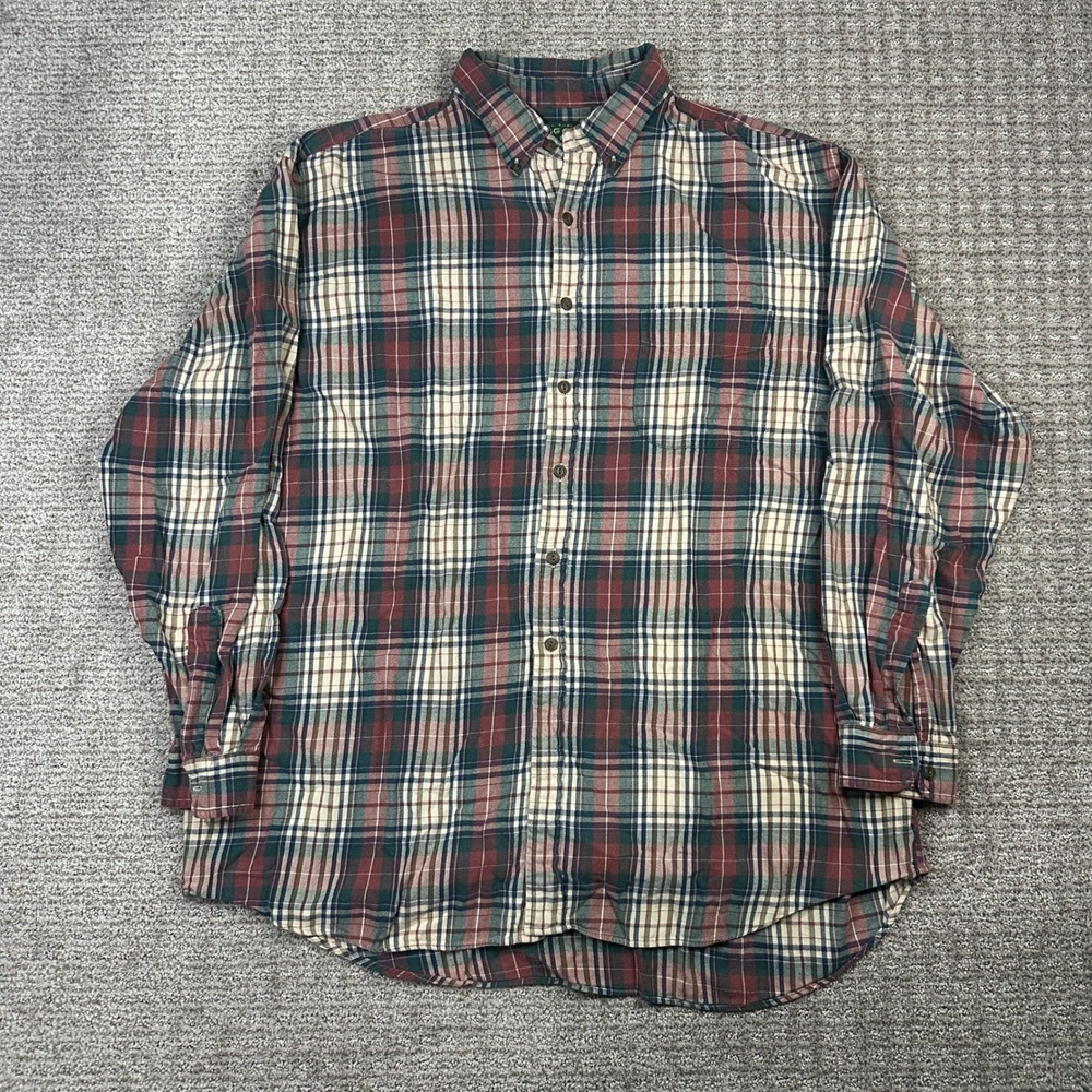 Vintage Abercrombie & Fitch The Big Shirt Plaid Button Down XL Red Green Cotton